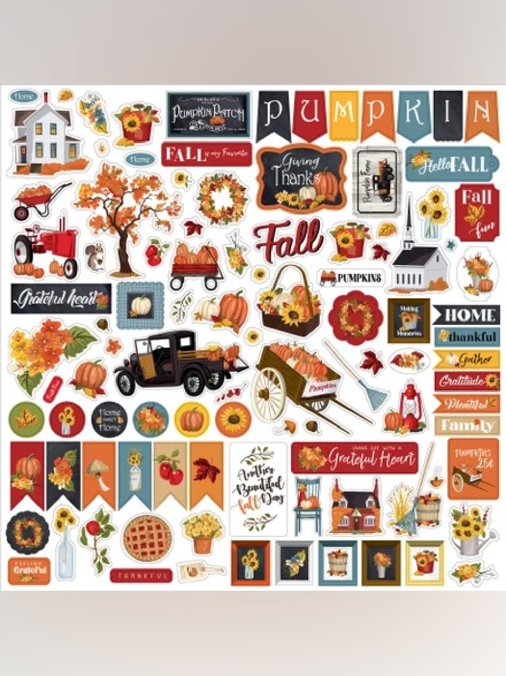 Echo Park Fall Fun Sticker & Fall Harvest Wall Décor Bundle🍂🍁